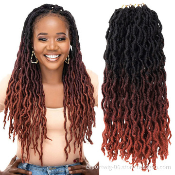 Wholesale Wavy Gypsy Locs Crochet Hair Gypsy Braiding Hair Extension Synthetic Fiber 18 Inch Solid And Ombre Color